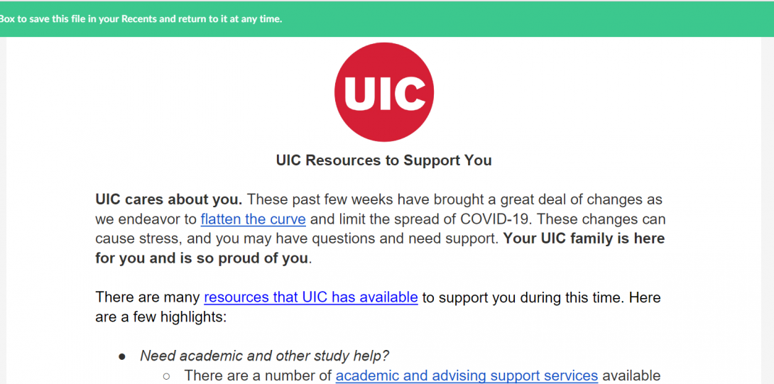 UIC COVID Resources