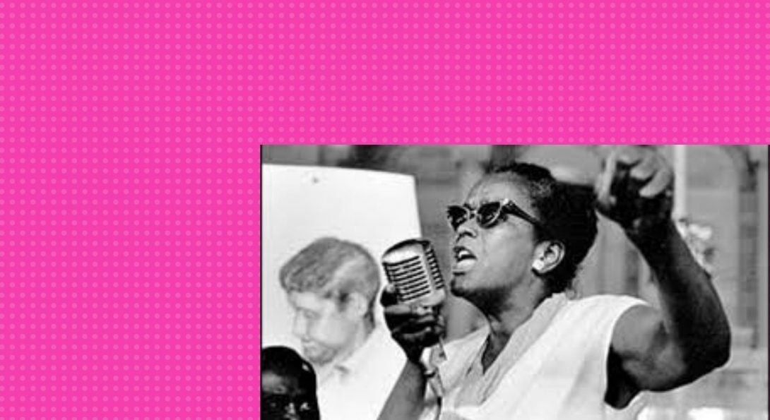 Ella Baker speaks into a mic