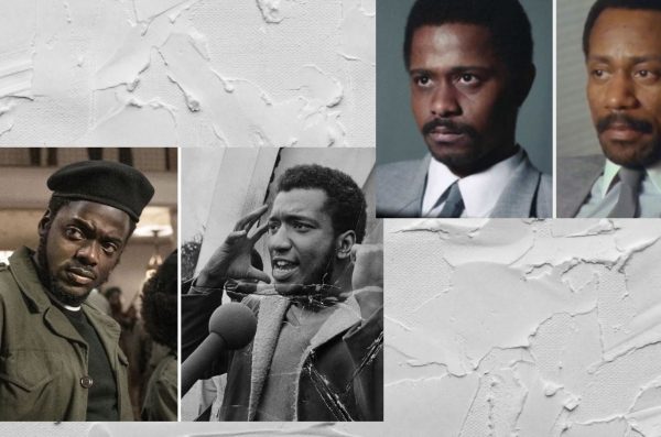 Photos of Fred Hampton and Bill O'Neal next to the actors that portrayed them
