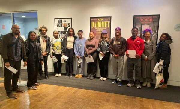 BLST 100 (Intro to Black Studies) instructor, Prof. Cedric Johnson and students attend a 4K digital restoration of 1984 film, The Killing Floor, at Gene Siskel Film Center