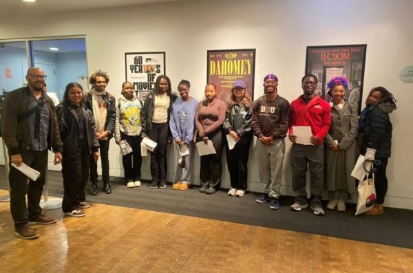 BLST 100 (Intro to Black Studies) instructor, Prof. Cedric Johnson and students attend a 4K digital restoration of 1984 film, The Killing Floor, at Gene Siskel Film Center